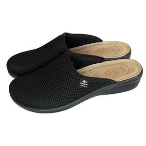 Fly Flot Slip On Scuff Mule Clog Size 39 US 8.5 Black Mesh Shoes Italy Leather